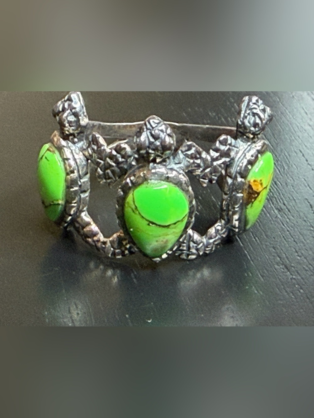 Vintage Sterling Silver Green Mojave Turquoise Ring 925